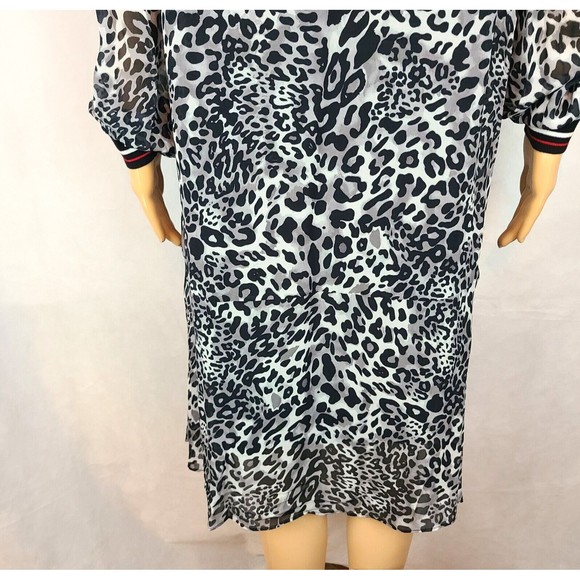 NWT Marc Cain Women's (12) Black & Gray Leopard Crepe Dress Slip Lining-$380 - Picture 10 of 15